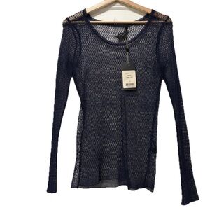 Lightweight Rag & Bone Navy Knit Long-Sleeve Sweater